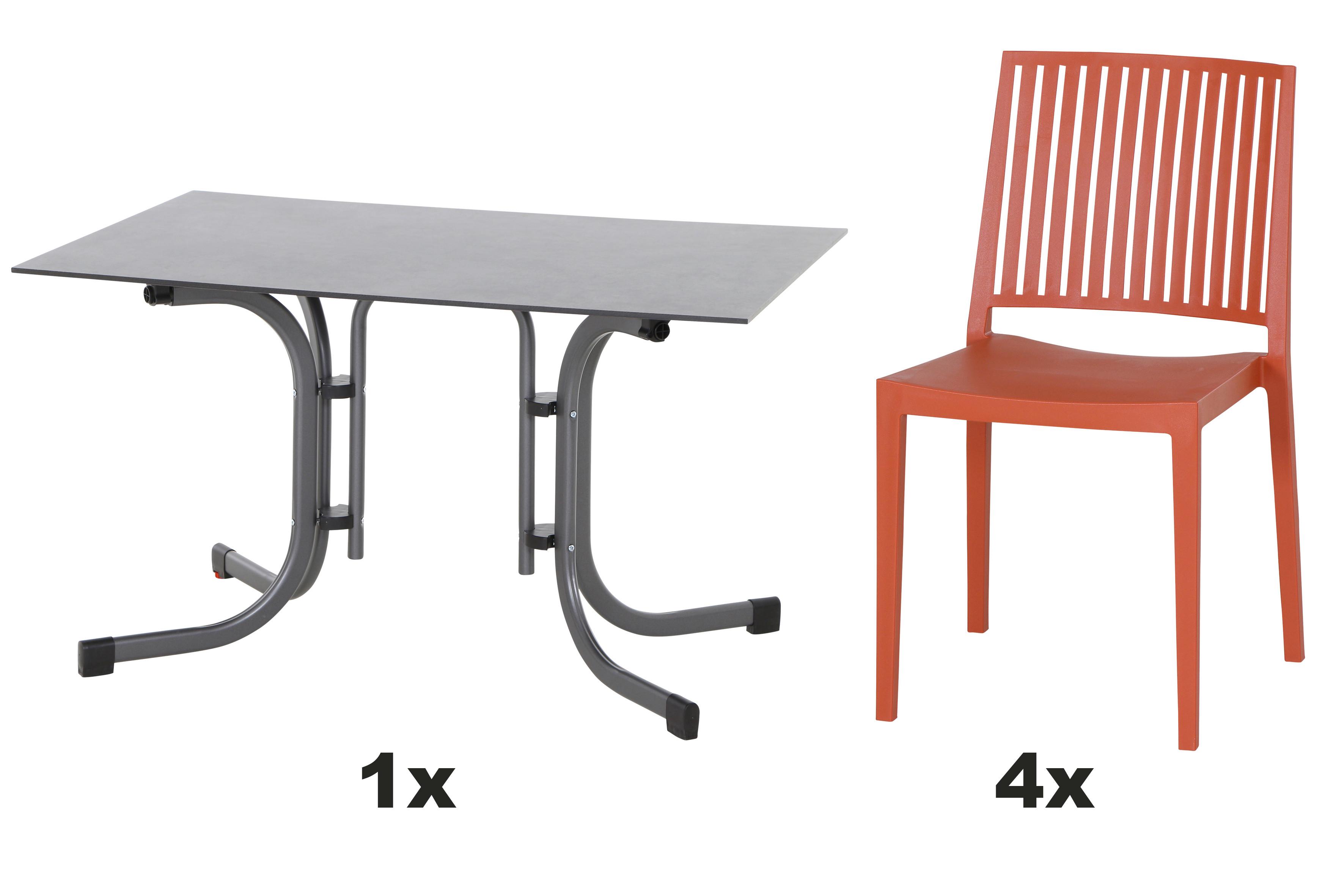 Gartengarnitur T20159 - Anthrazit/Rot, Basics, Holzwerkstoff/Kunststoff (57/80/56cm) - Siena Garden