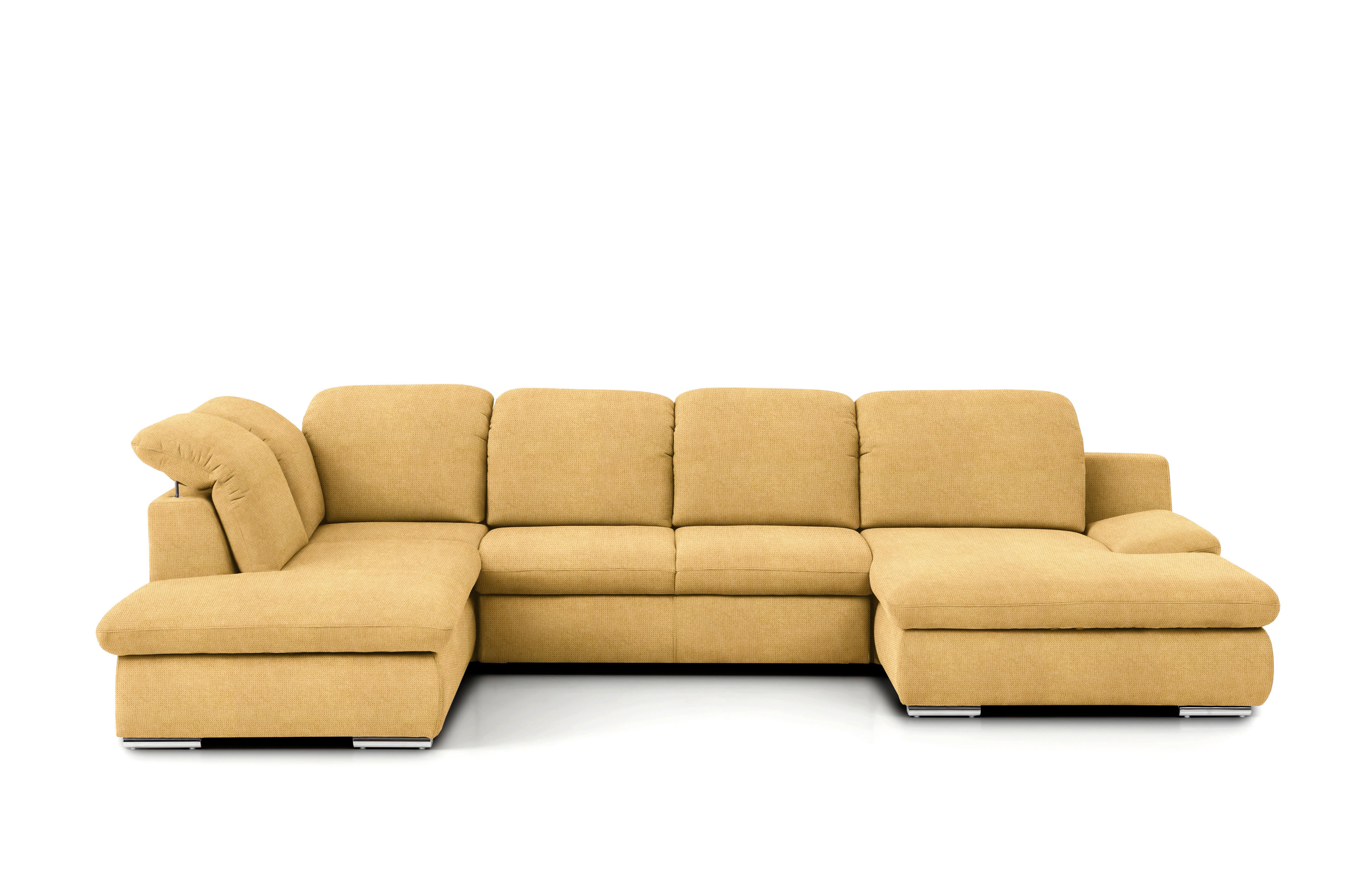 Wohnlandschaft Isona Gelb Chenille - Chromfarben/Gelb, Design, Textil (212/353/165cm) - Livetastic
