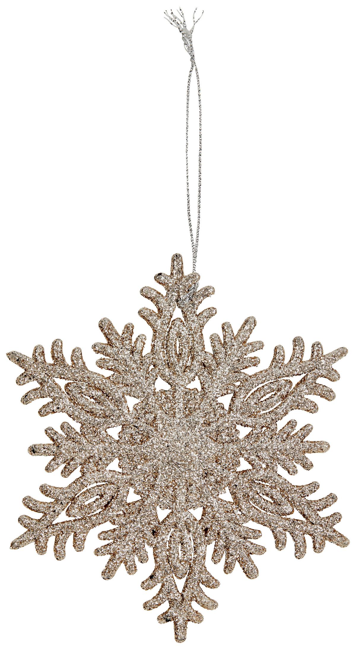 Függődísz Hópehely Hópehyely - Pezsgő/ezüstszínű, Basics, műanyag (10cm)