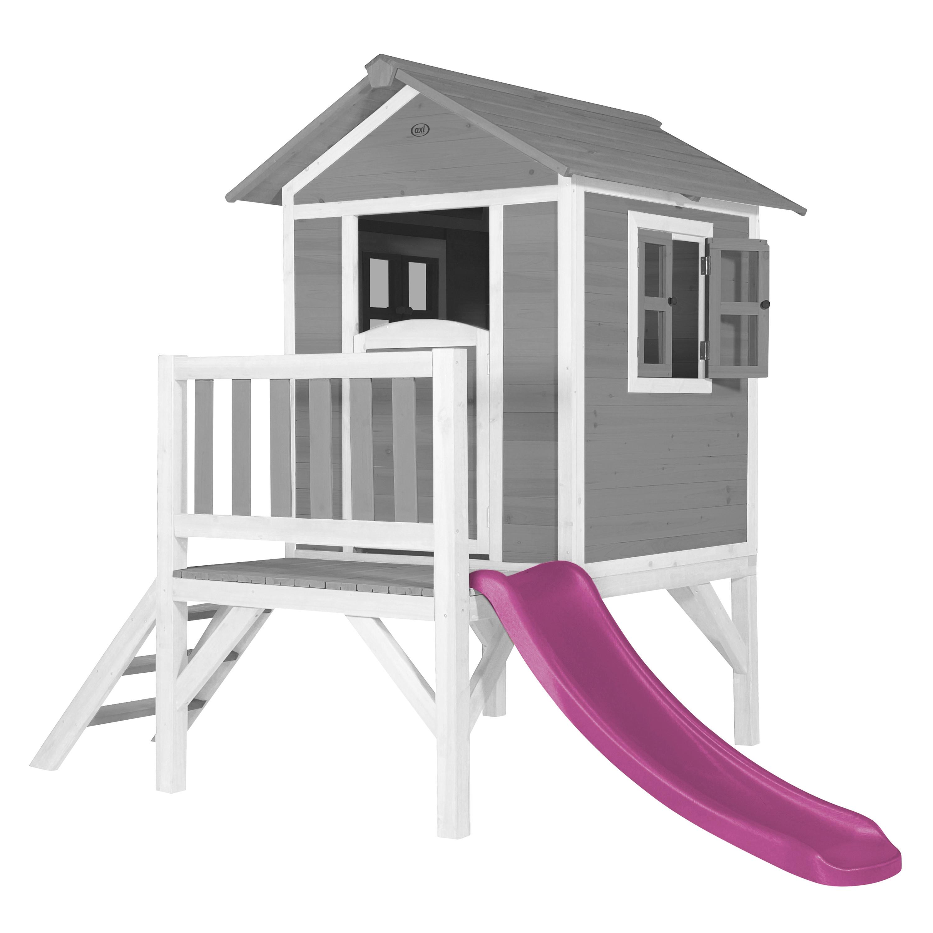 Spielhaus grau/weiß/pink L: 167 B:240 H:189 - Anthrazit/Lila, LIFESTYLE, Holz/Kunststoff (167/240/189cm)