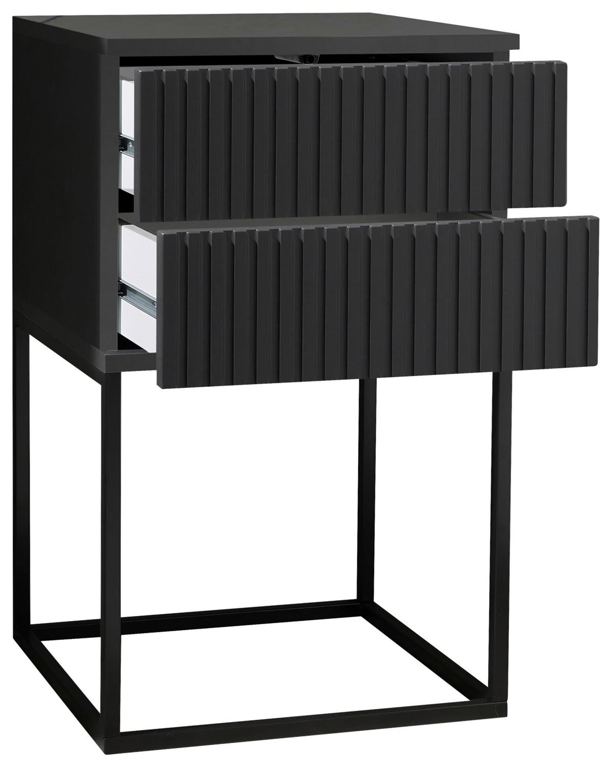 Noční stolek MARLE grafitovy - černá/barvy grafitu, Moderní, kov/kompozitní dřevo (40/65/38,5cm) - Hom`in