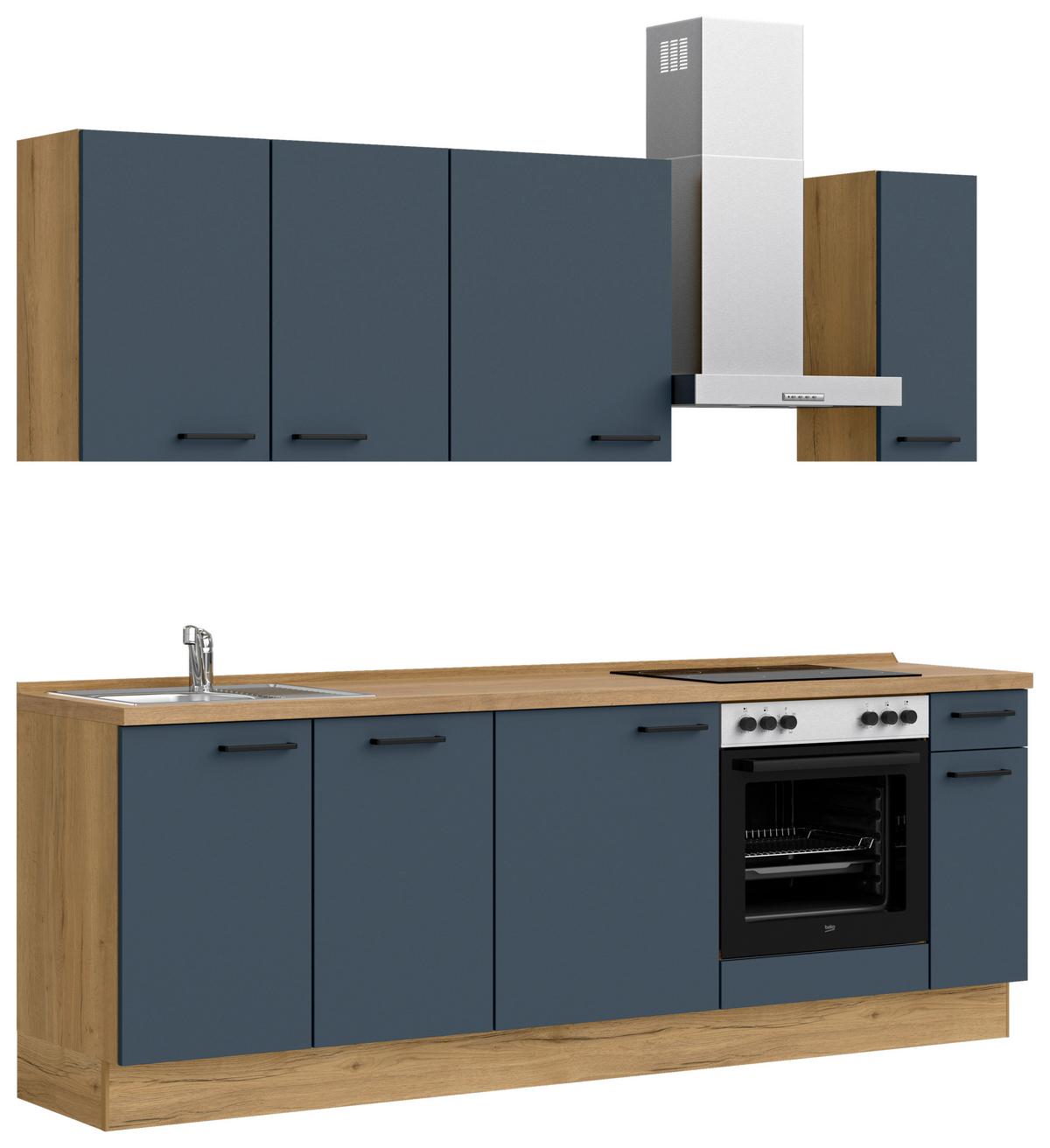 Küchenleerblock Easytouch Low-Line, L9 Rechts - Blau/Eichefarben, MODERN, Holzwerkstoff (240cm) - Nobilia