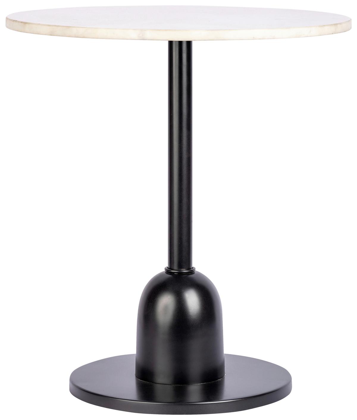 Beistelltisch Gordon 125 Schwarz/weiß B: 48 Cm - Schwarz/Weiß, Design, Stein/Metall (46/48cm) - Kayoom
