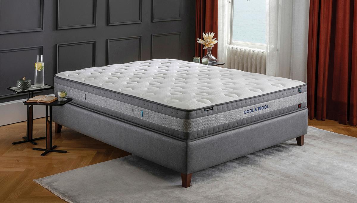 Taschenfederkernmatratze COOL & WOOL 90x200cm H3 H:28cm - Weiß/Grau, Basics, Textil (90/200cm) - Yatas