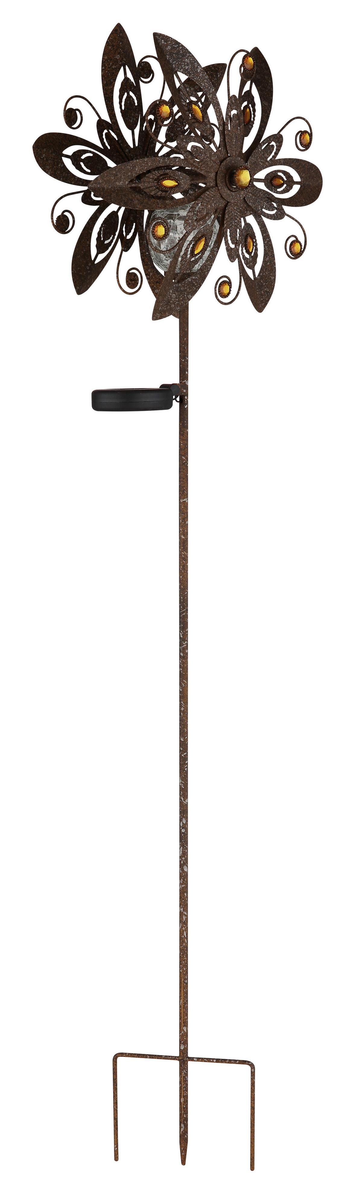 Solarleuchte 3000k, Warmweiß - Klar/Rostfarben, Design, Glas/Metall (32/17,5/124cm) - Globo