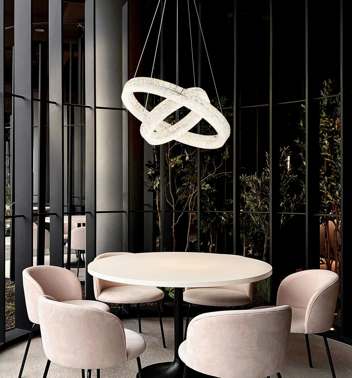 LED-Hängeleuchte 67387-60 Laurel - Klar/Chromfarben, Design, Glas/Kunststoff (60/120cm) - Globo