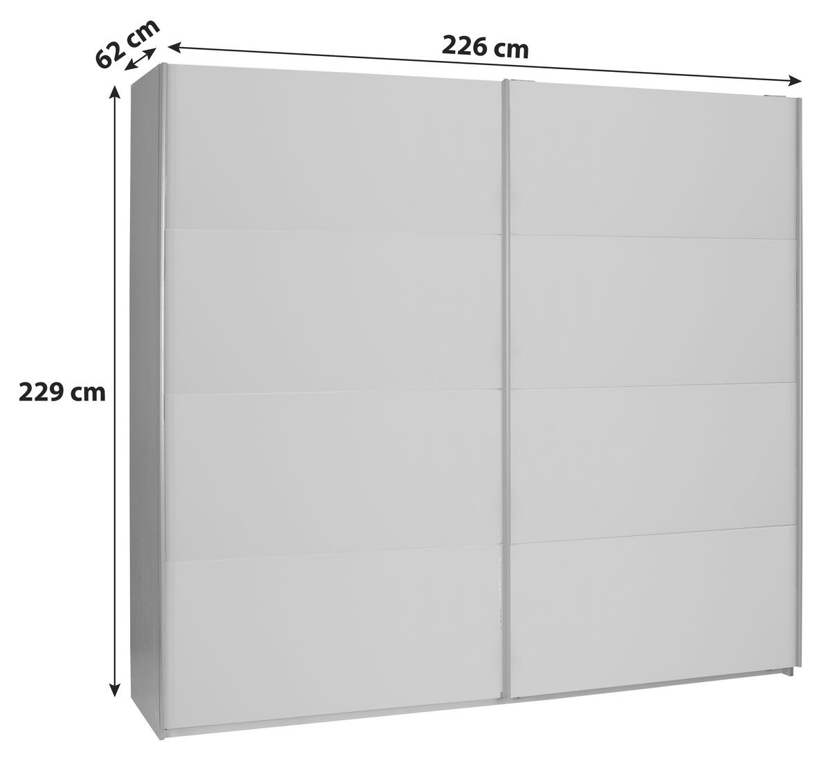 Skříň s posuvnými dveřmi Feldkirch 9, 226/229 cm - tmavě šedá/vysoce lesklá šedá, Moderní, kov/kompozitní dřevo (225/229/62cm)