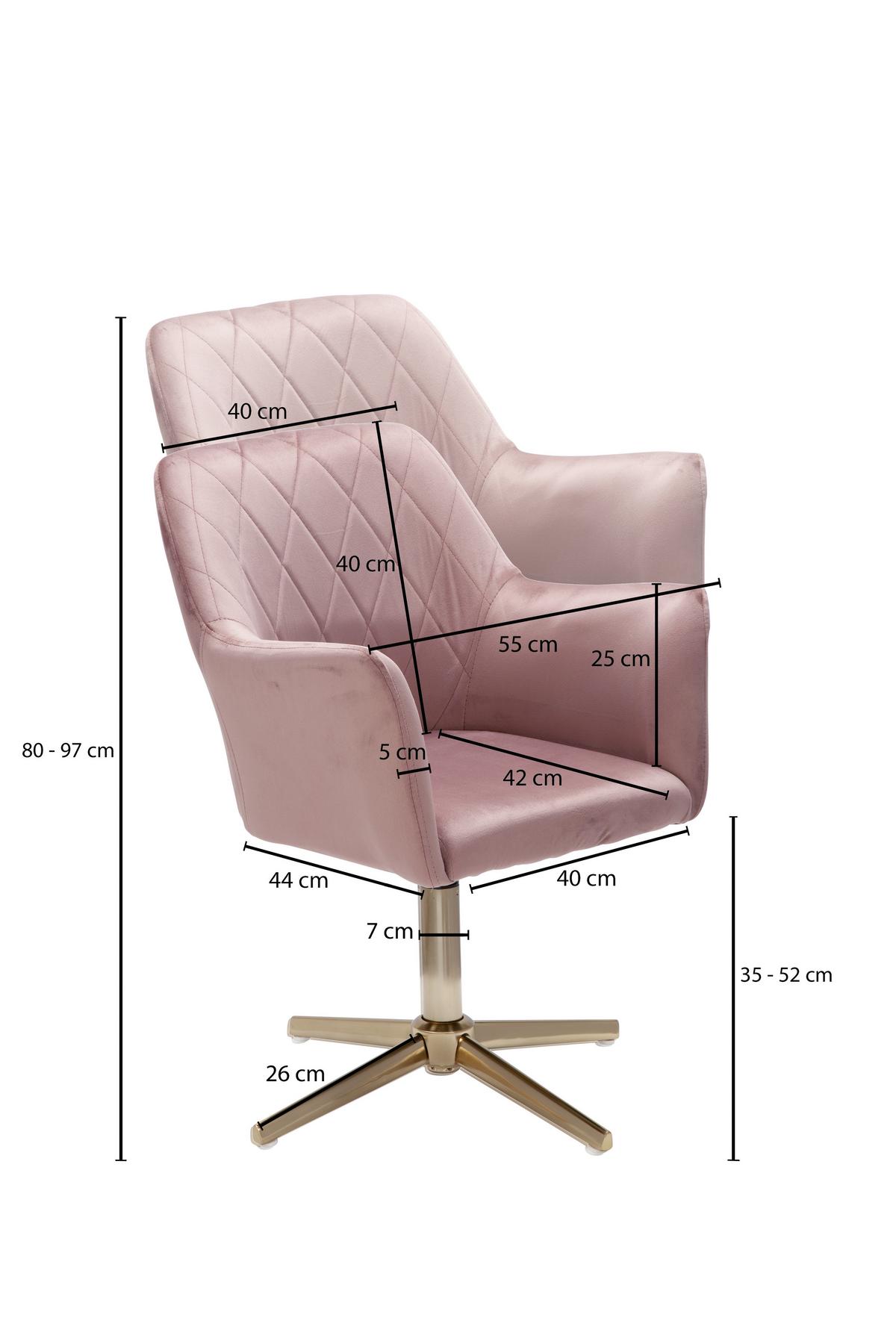 Otočná židle růžová - růžová/barvy zlata, Konvenční, kov/textil (55/97/55cm) - MID.YOU
