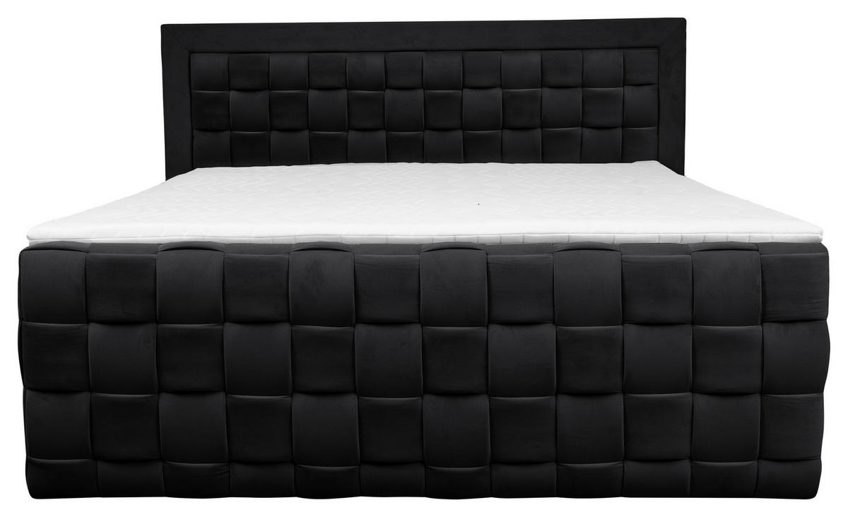 Boxspringbett Grenada Schwarz, Lf: 180x200 cm - Schwarz, MODERN, Textil (180/200cm) - Livetastic