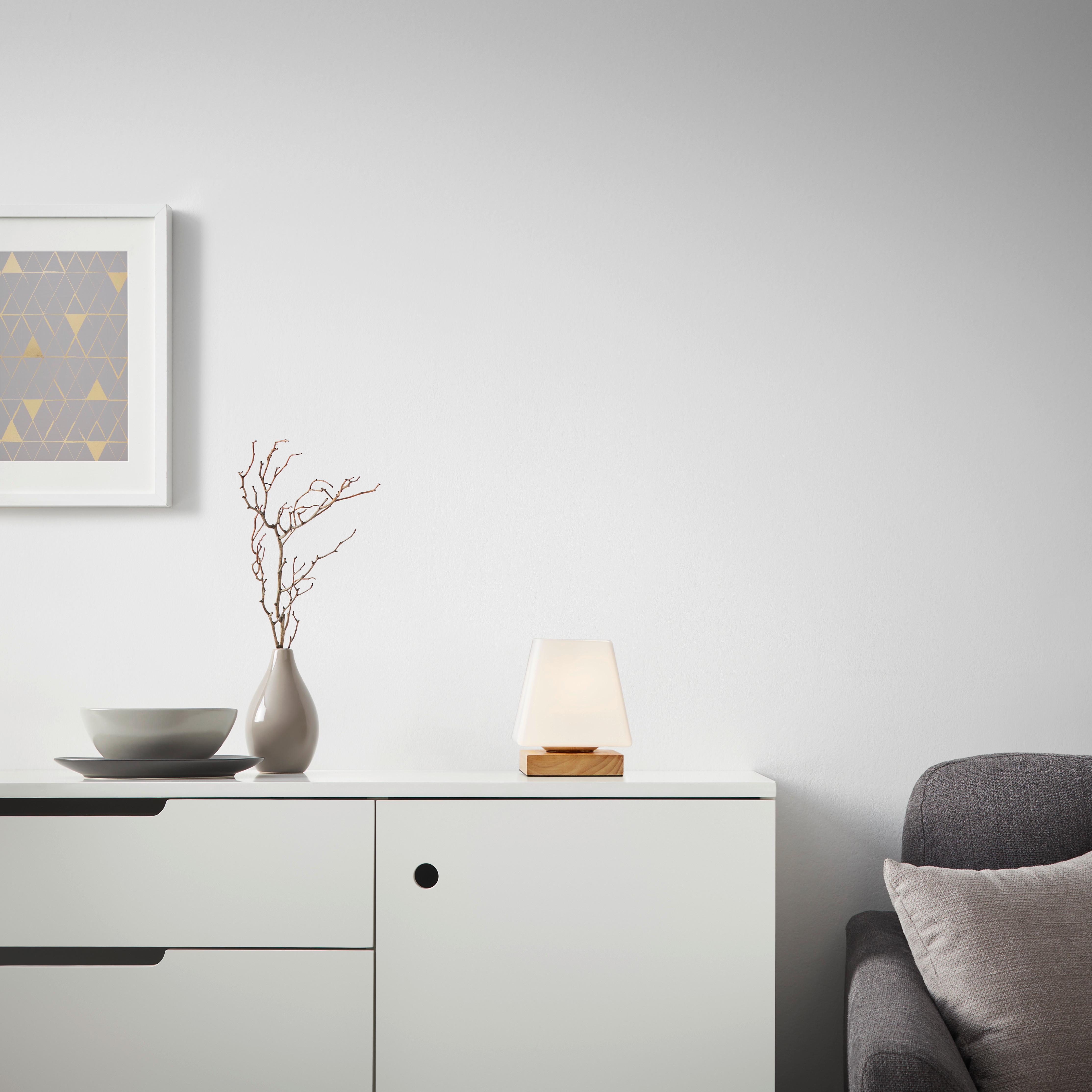 Stolová lampa Holly 14/17,3cm, 60 Watt - prírodná farba, Modern, drevo/sklo (14/14/17,3cm) - Mömax