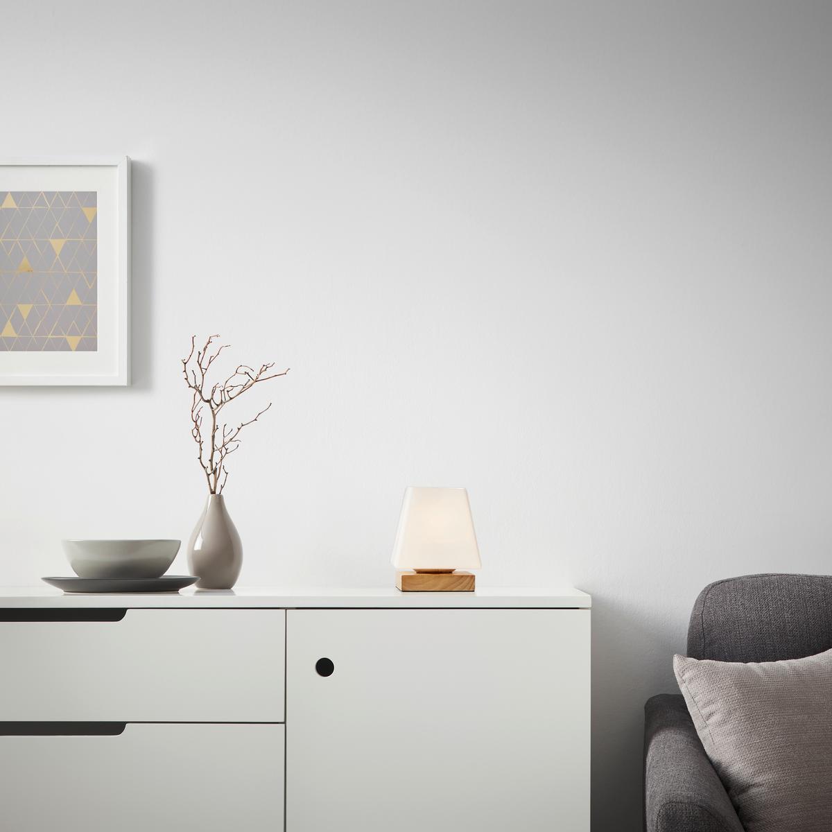 Stolní lampa Holly 14/17,3cm, 60 Watt - přírodní barvy, Moderní, dřevo/sklo (14/14/17,3cm) - Mömax