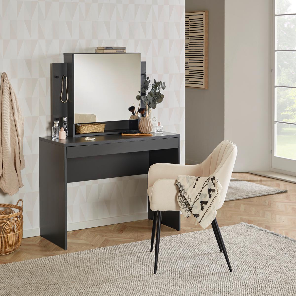 Schminktisch Sandy Anthrazit B: 100 Cm Mit Lade - Anthrazit, MODERN, Holzwerkstoff (100/76/45cm)