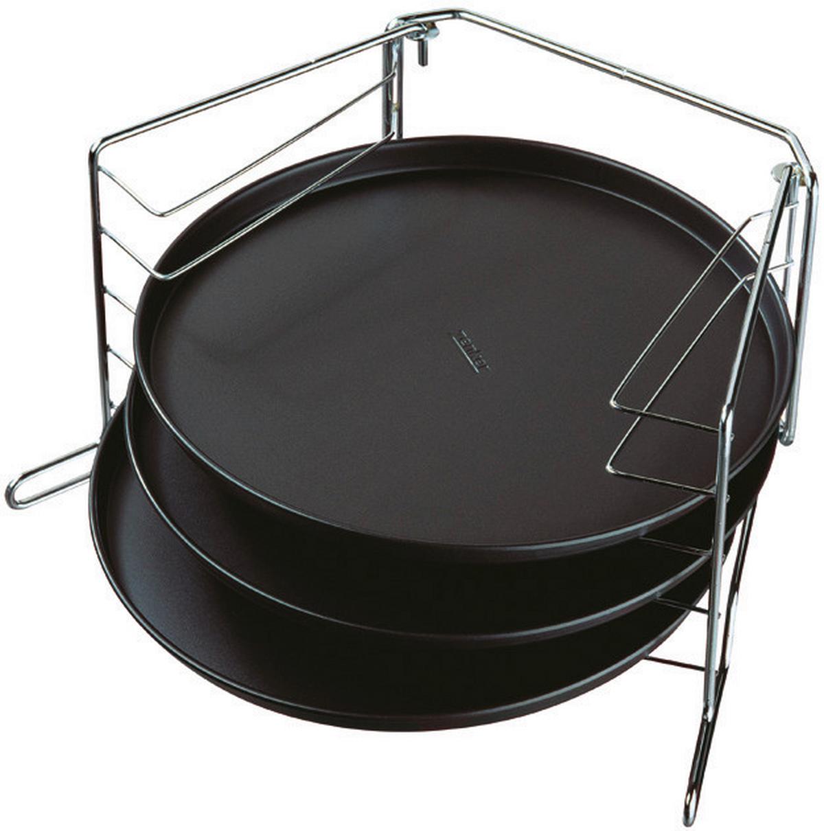 Pizzablech Rund DxH: 29x1,5 cm 4er-Set Antihaftbeschichtet - Schwarz, Metall (29/1,5cm) - Zenker