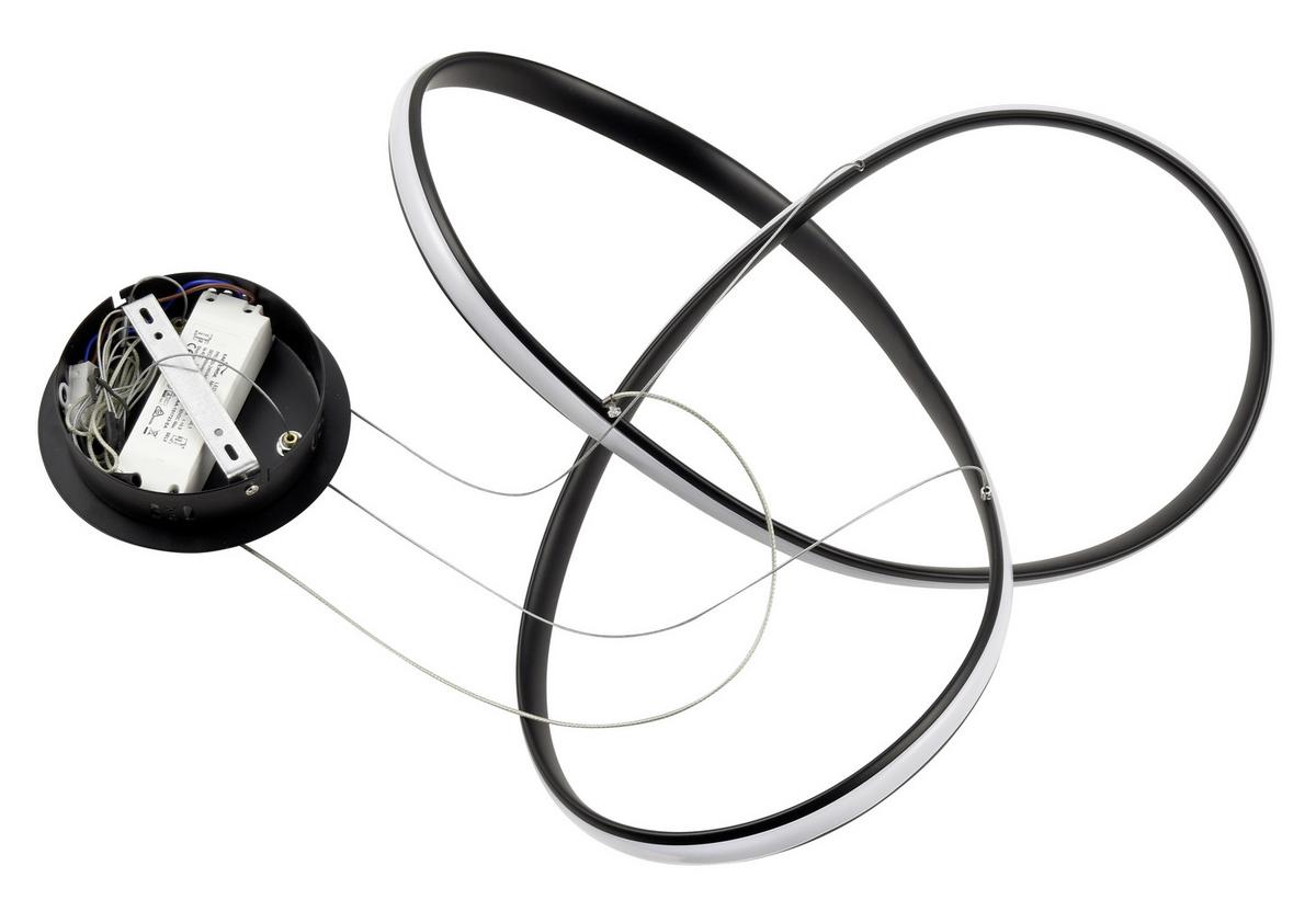 Led-hängeleuchte Junis H: 120 Cm 1-Flammig - Schwarz, MODERN, Kunststoff/Metall (50/50/120cm) - Luca Bessoni