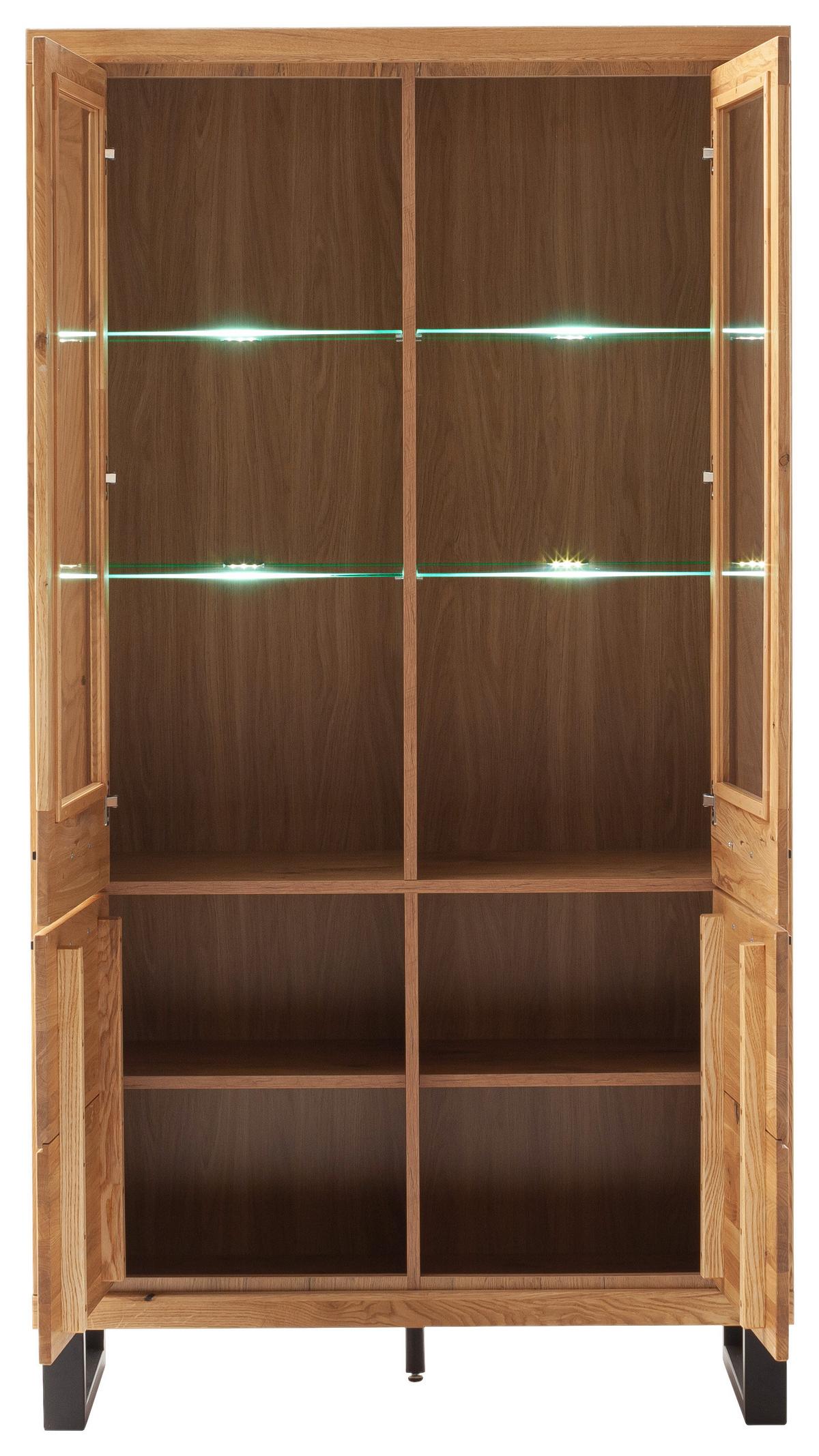 Vitine Kambo Wildeiche 4 Türen - Wildeiche/Schwarz, ROMANTIK / LANDHAUS, Glas/Holz (108/199/40cm)