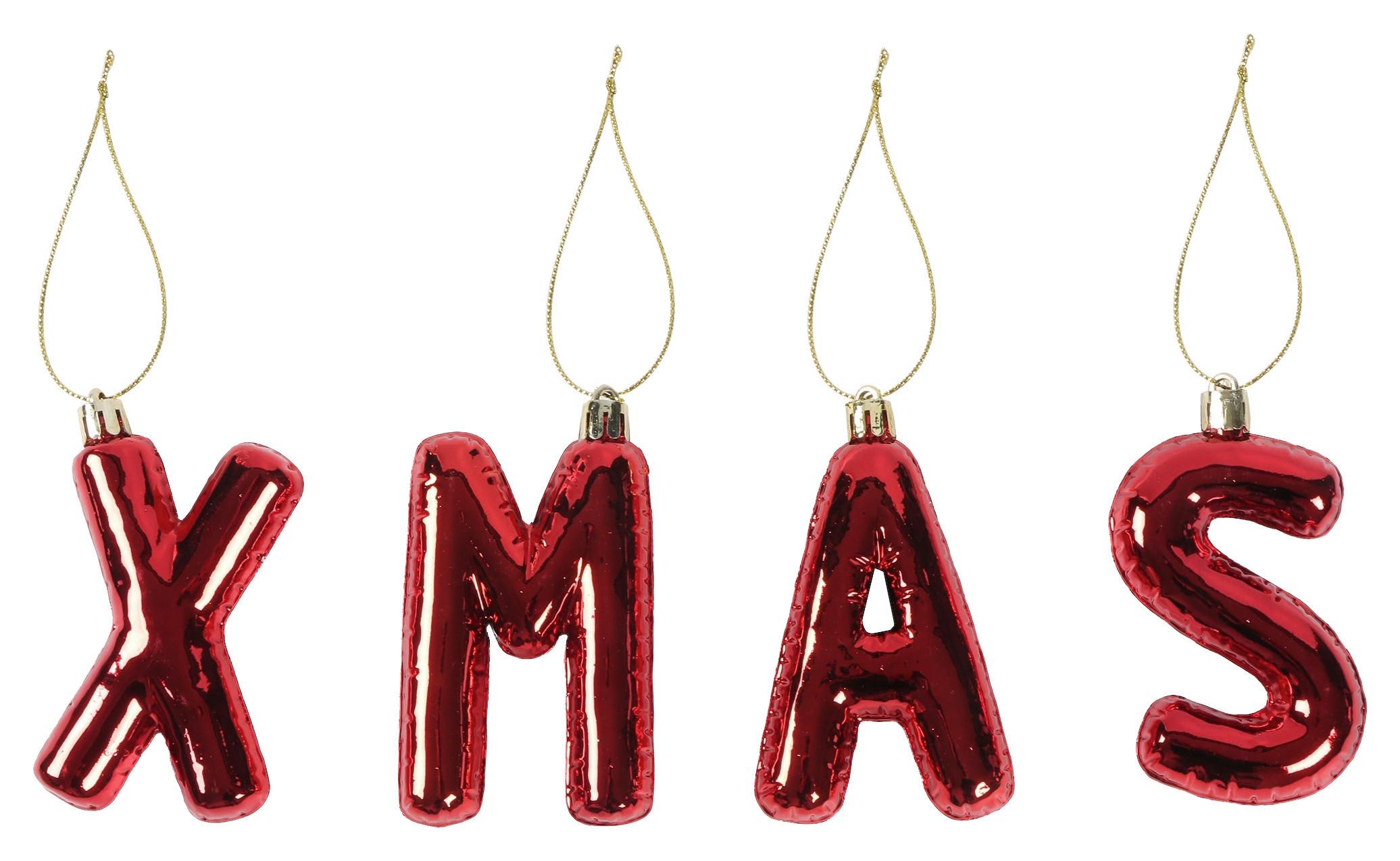 Vánoční ozdoba na stromeček XMAS - červená, plast - Mömax