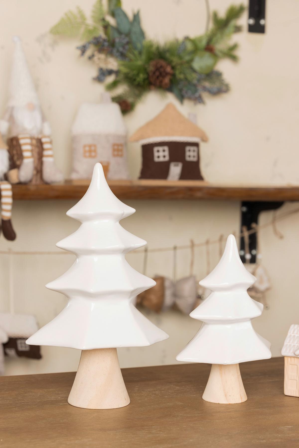 Dekobaum Elis - Braun/Weiß, KONVENTIONELL, Holz/Keramik (17,3/11/28,5cm) - Luca Bessoni