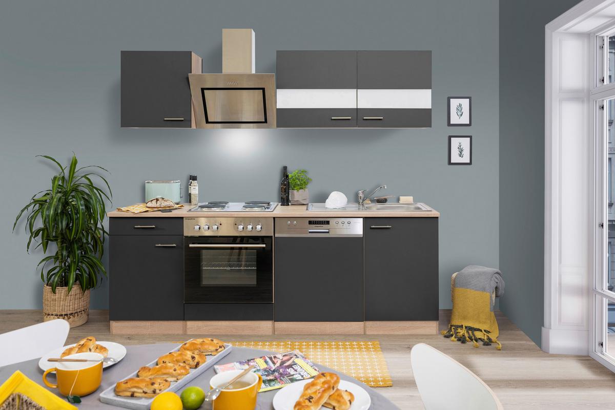 Küchenblock Merle Küchenblock 220 cm - Eichefarben/Grau, Basics, Holzwerkstoff (220cm) - Respekta