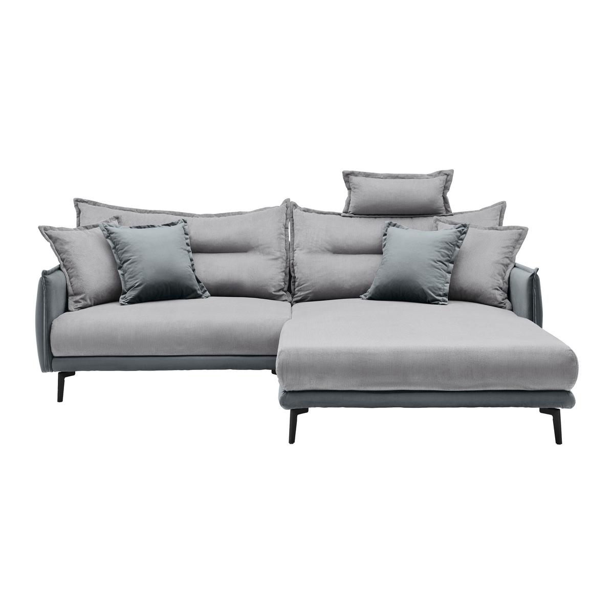 Rohová sedačka NUOVO, obojstranná, sivá - čierna/sivá, Modern, kov/textil (245/72-113/190cm) - Mömax