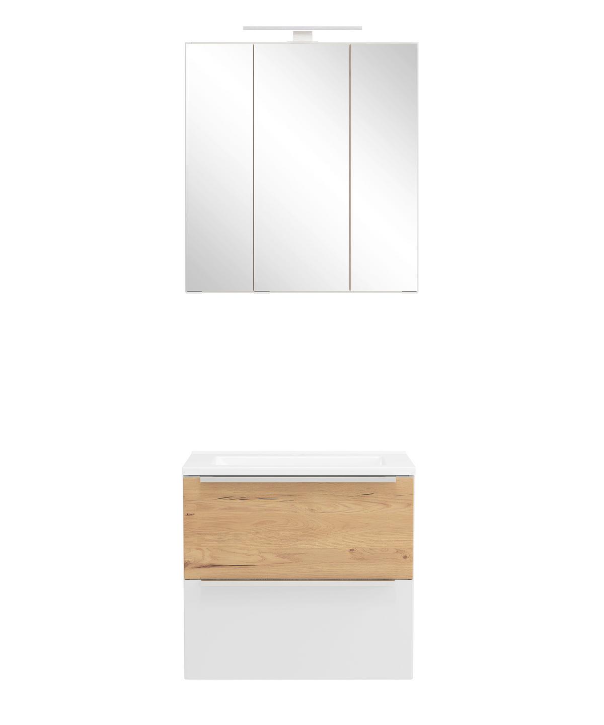 BADEZIMMER Verona Weiß/Wildeiche B: 60cm - Wildeiche/Weiß, Trend, Glas/Holzwerkstoff (60cm) - Held