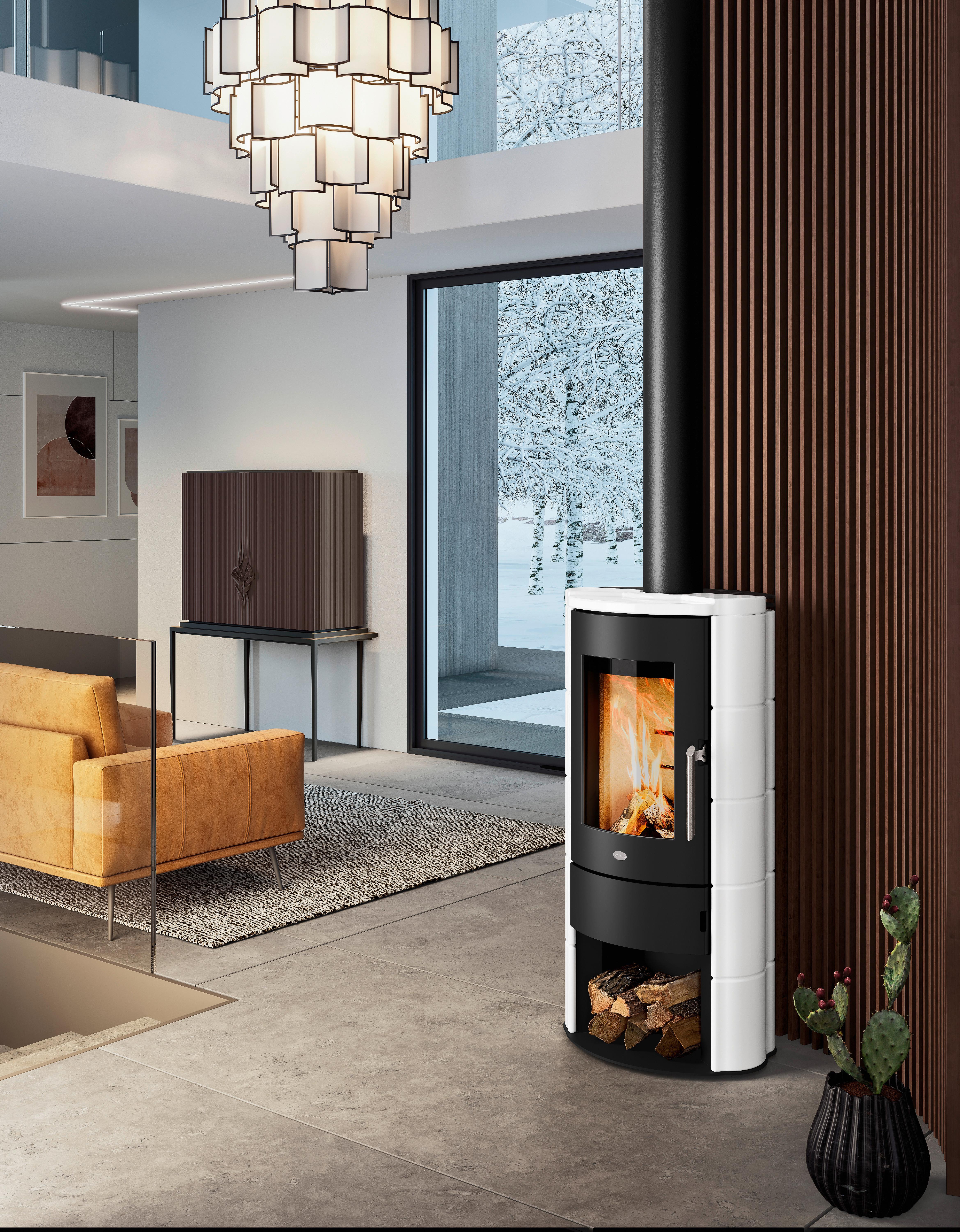 Kaminofen Marica Weiß Metall 8kw - Weiß, Basics, Metall (55,7/112,9/42,9cm)
