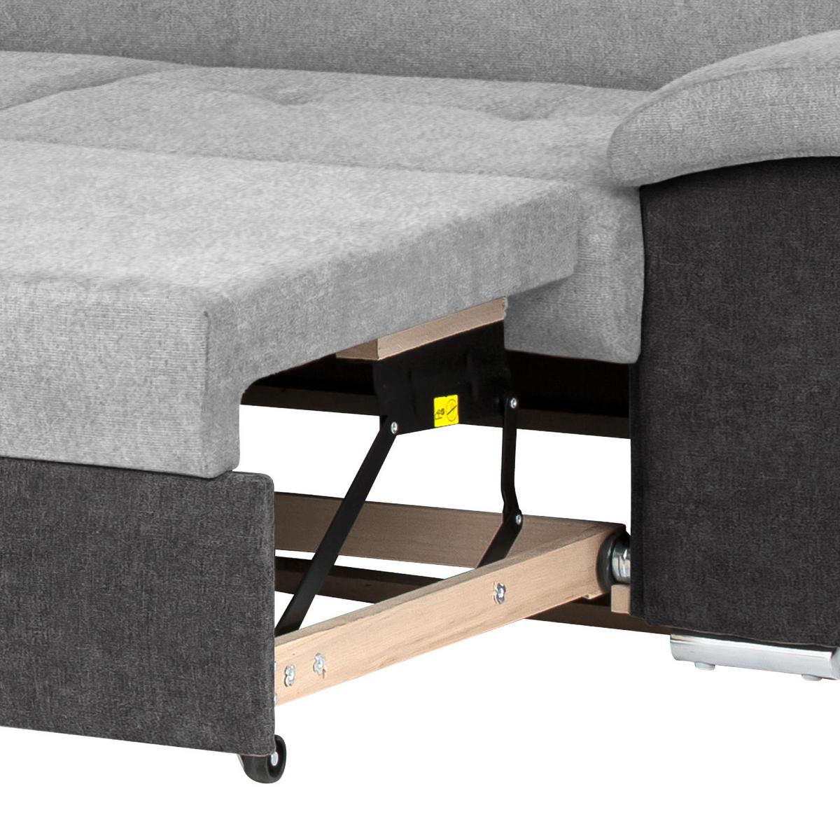 Ecksofa Mit Schlaffunktion Antero Und Bettkasten Hellgrau - Chromfarben/Silberfarben, Design, Textil (216/262cm) - Livetastic