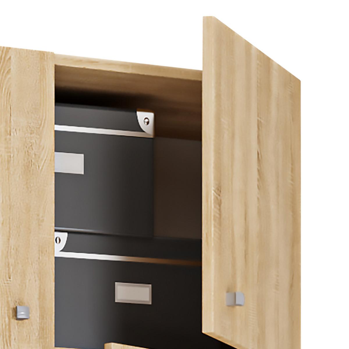 Mehrzweckschrank Lona Xxl Eiche Dekor Bxh: 70/223 Cm - Schwarz/Sonoma Eiche, MODERN, Holzwerkstoff (70/223/39cm) - MID.YOU