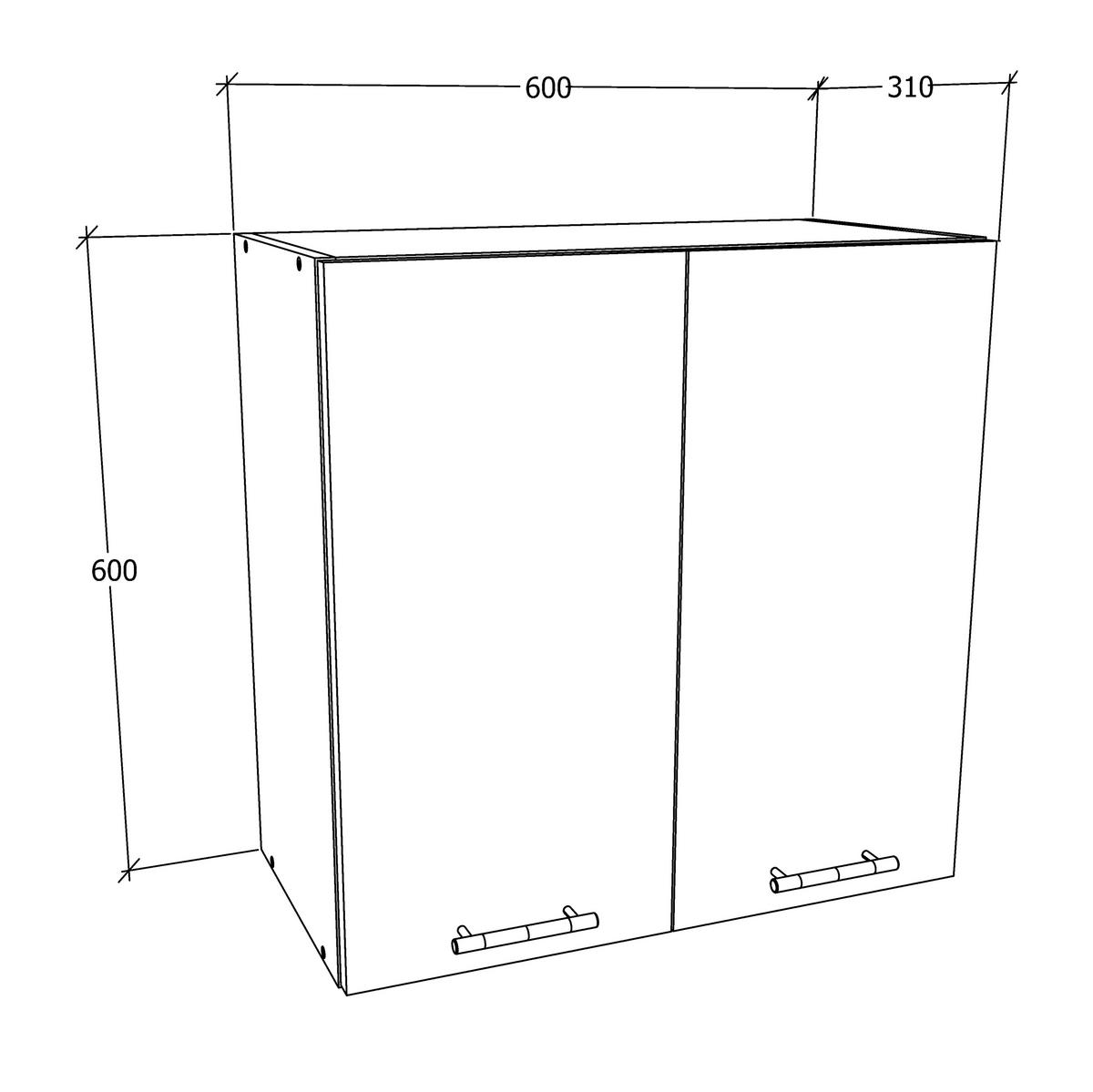 Küchenoberschrank Esilo B: 60 Cm Wweiß/eiche Dekor - Weiß/Sonoma Eiche, KONVENTIONELL, Holzwerkstoff (60/60/31cm) - MID.YOU