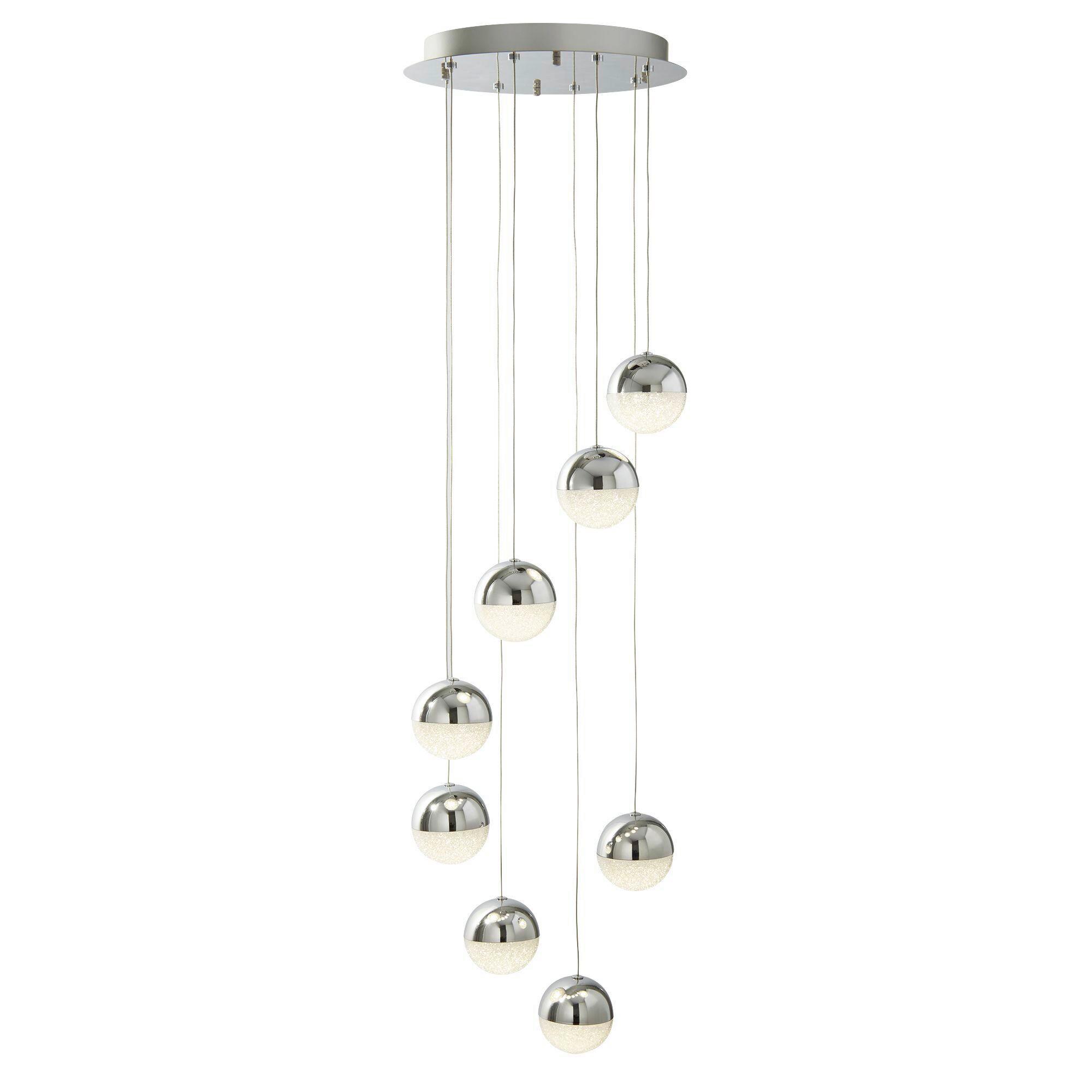 LED-Hängeleuchte 5848-8cc - Klar/Chromfarben, Design, Glas/Textil (35/35/155cm)