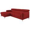 Ecksofa Sammy Rot Leder - Chromfarben/Rot, Design, Leder (169/226cm) - Livetastic