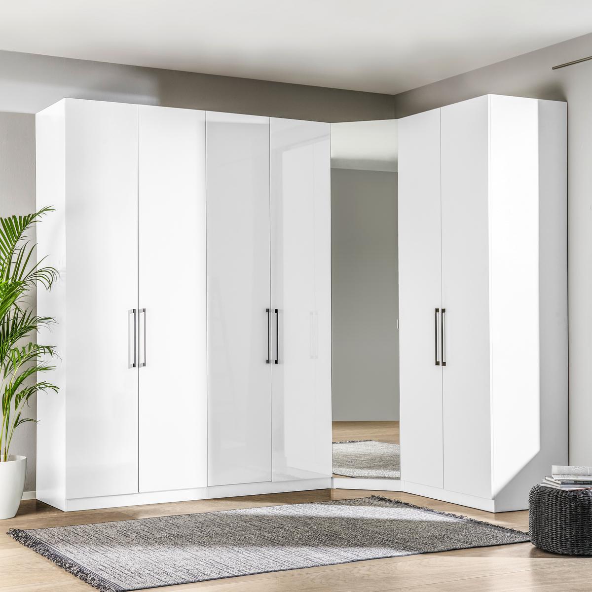 Eckschrank Mit Spiegel 273,3x182,2 cm Unit, Weiß - Weiß, MODERN, Holzwerkstoff (273,3/210/182,2cm) - Ondega