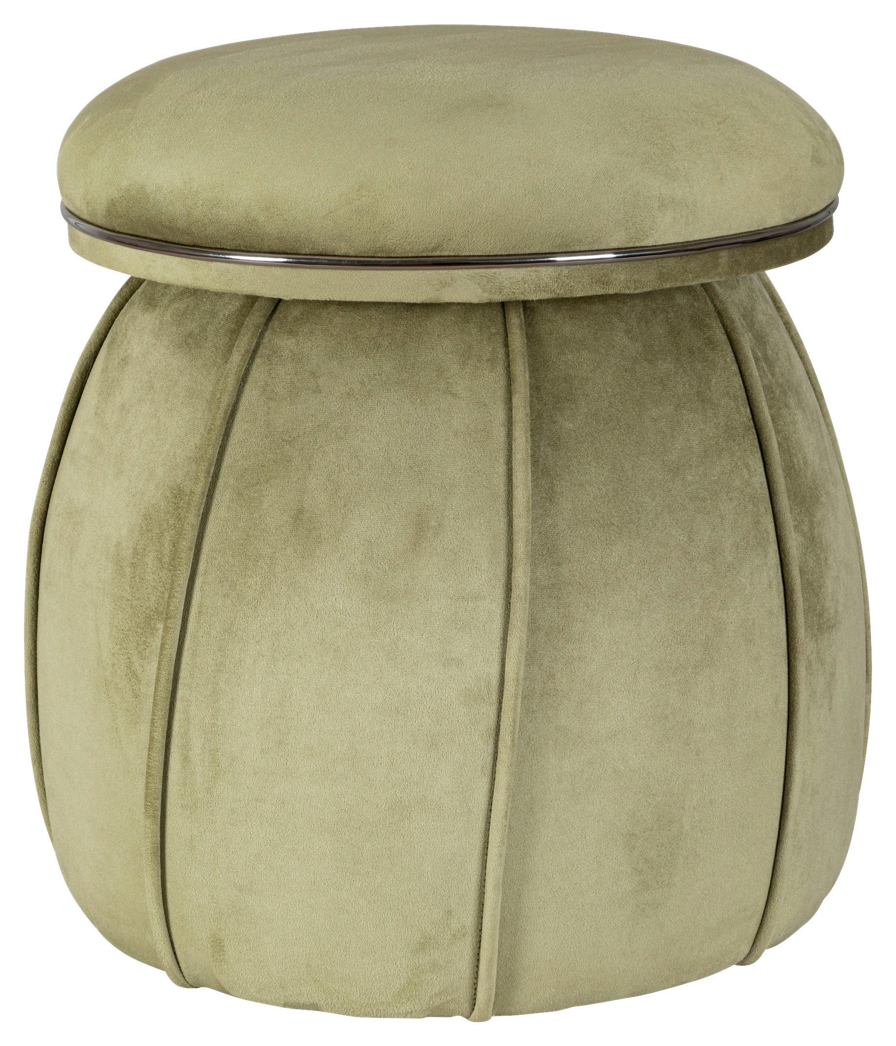 Hocker Corin 125 Grün/graphitfarben D: 51,5 Cm - Graphitfarben/Grün, Design, Textil (51,5/55cm) - Kayoom