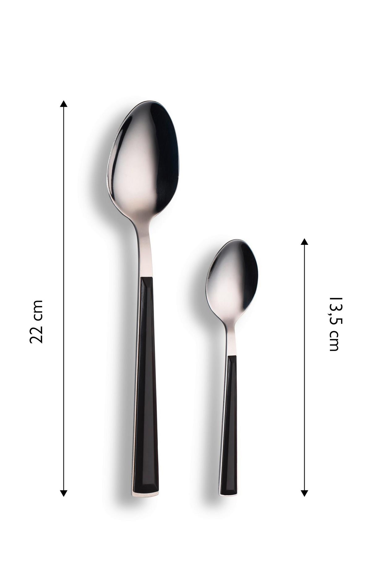 Besteckset 16-teilig Für 4 Personen - Silberfarben/Schwarz, Basics, Metall - Echtwerk