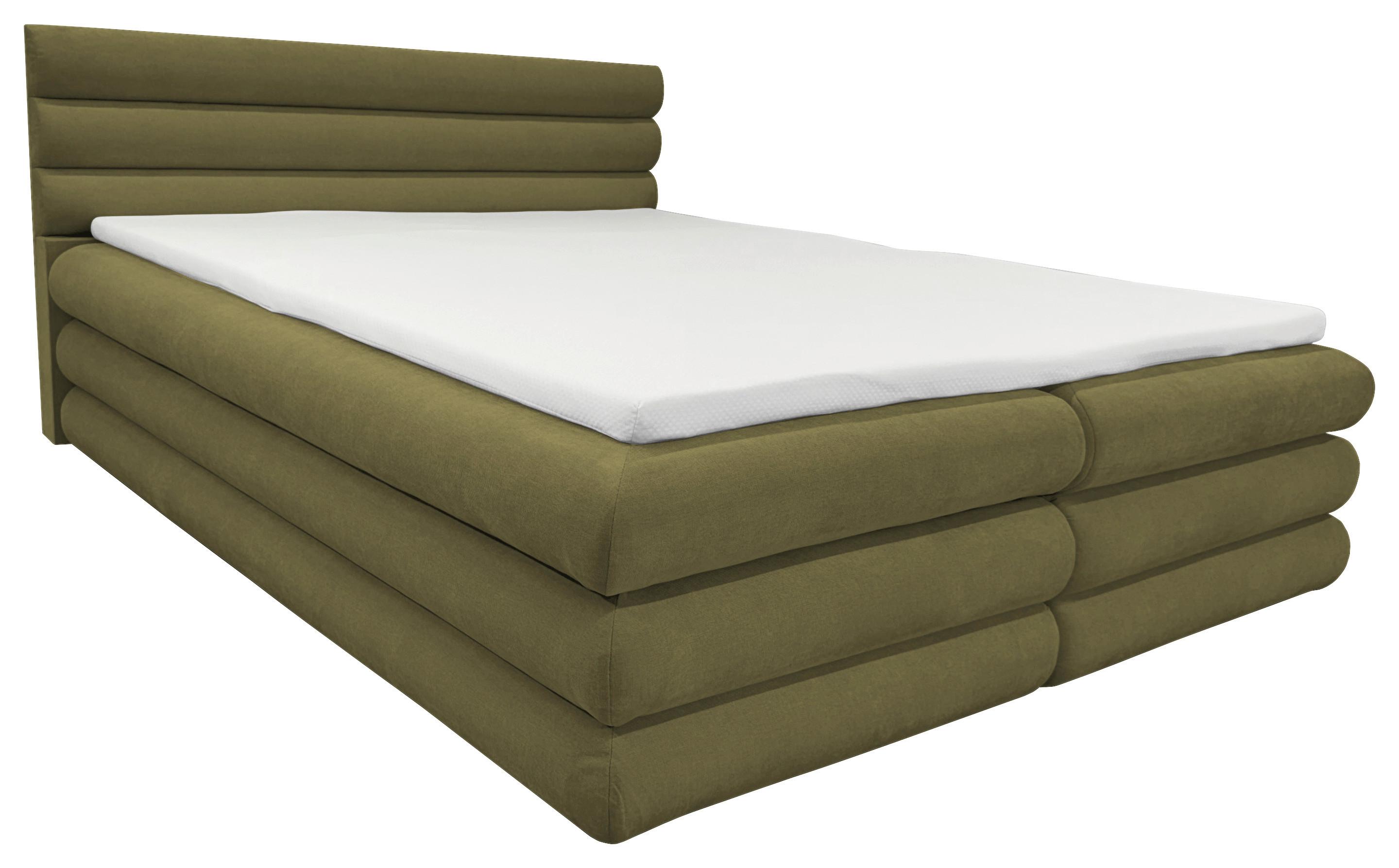 Boxbett Mit Bettkasten Allegro Olivgrün 180x200 Cm - Olivgrün, MODERN, Textil (180/200cm) - Livetastic