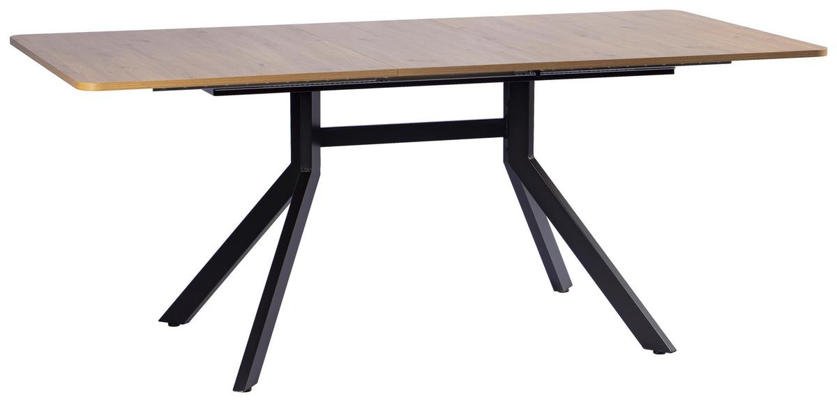 Esstisch Jax Eiche Artisan L: 150-190 cm - Schwarz/Eiche Artisan, MODERN, Holzwerkstoff/Metall (150/190/90/76cm) - Livetastic