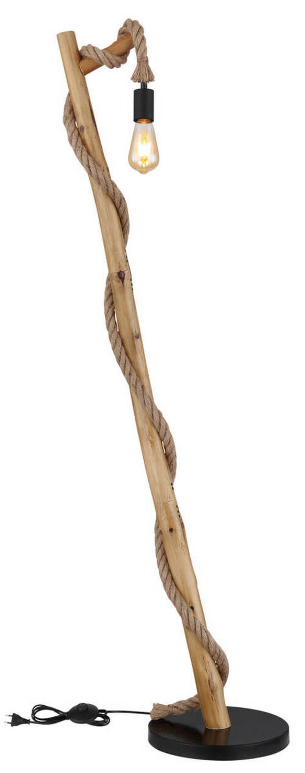Stehleuchte 69029s - Schwarz/Braun, Natur, Naturmaterialien/Holz (42,5/30/150cm) - Globo