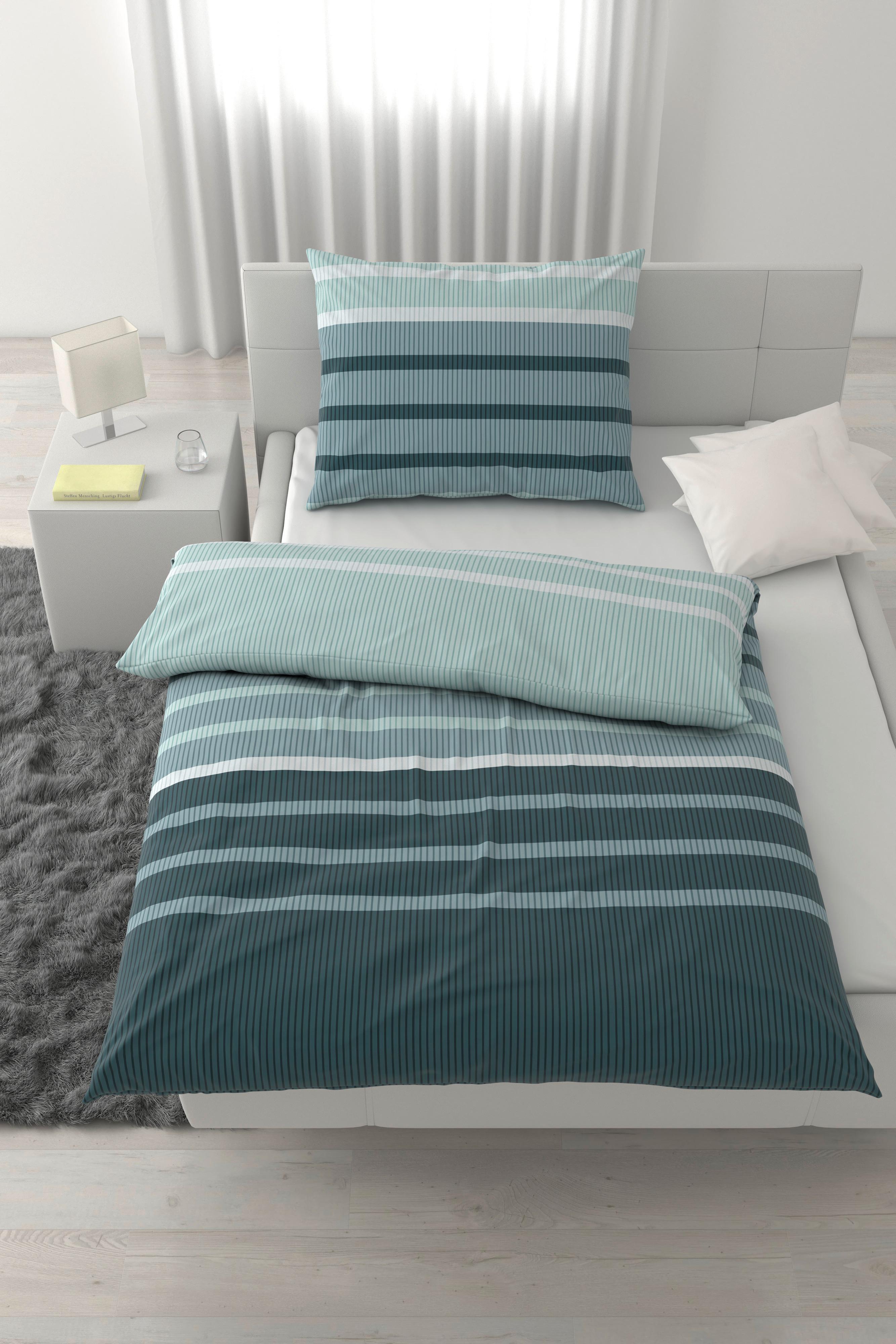 POVLEČENÍ STREIF - modrá/černá, Konvenční, textil (140/200cm) - Mömax