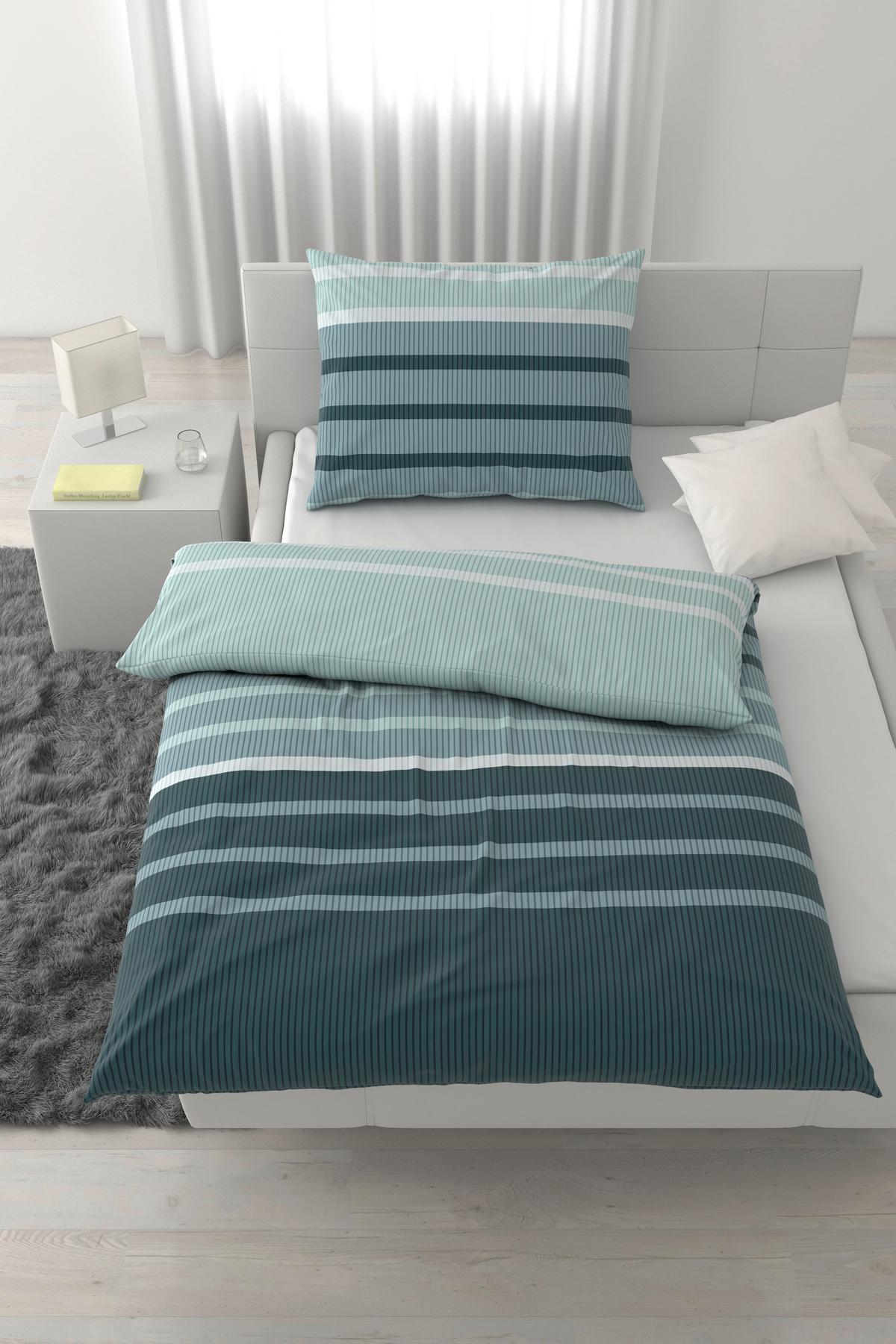 POVLEČENÍ STREIF - modrá/černá, Konvenční, textil (140/200cm) - Mömax