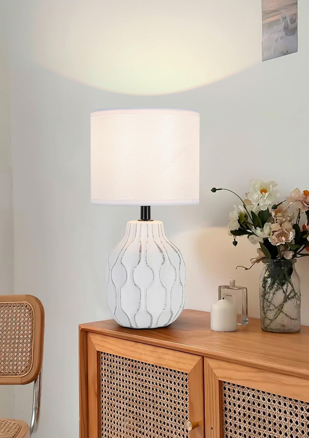 STOLNÍ LAMPA NIMO - bílá/černá, Konvenční, kov/textil (16/30cm) - Mömax
