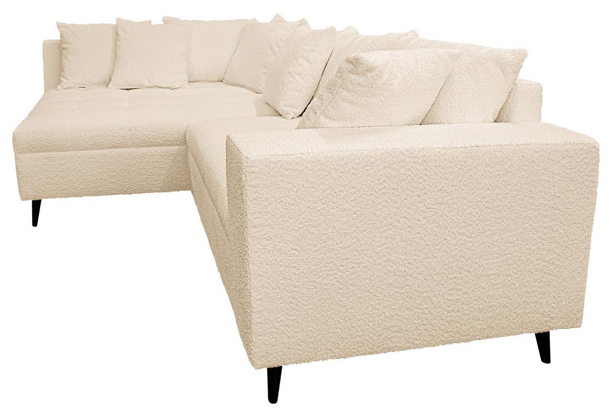 Ecksofa Pruno, Beige S: 174x247 Cm - Beige/Schwarz, Design, Textil (174/247cm) - MID.YOU