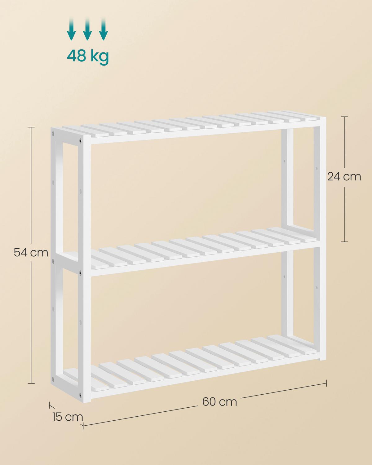 Badezimmerregal Bamboo Shelf Weiß B: 60 Cm - Weiß, Basics, Holz (60/54/15cm)
