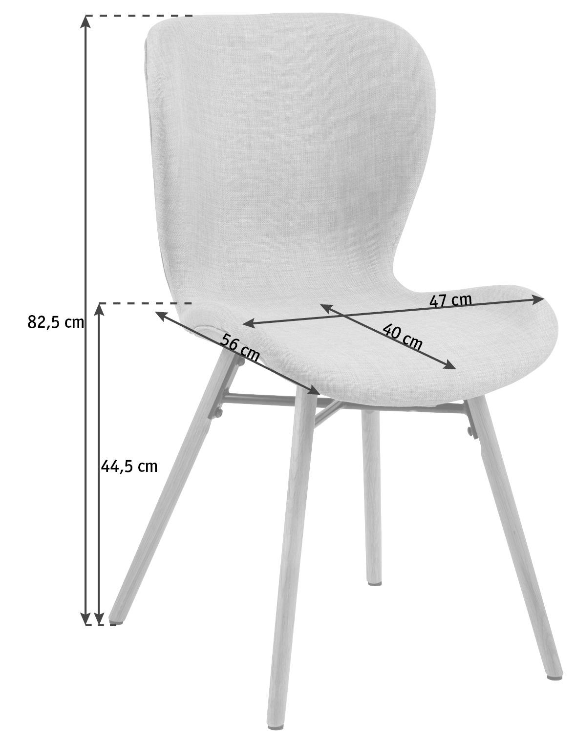 Polsterstuhl Batilda Hellgrau Echtholz Beine - Eichefarben/Hellgrau, LIFESTYLE, Holz/Textil (47/82,5/53cm) - Carryhome