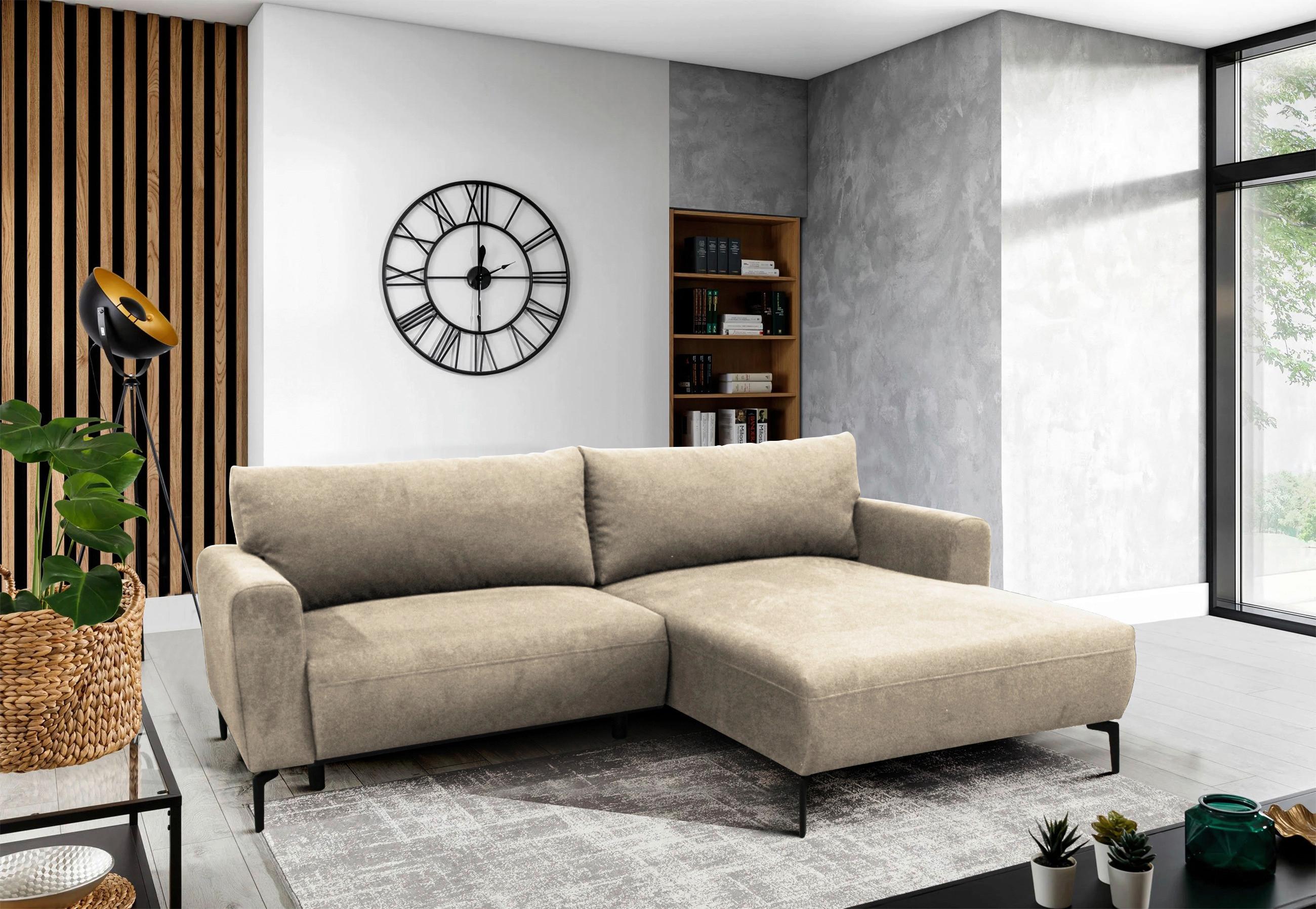 Ecksofa Prince Beige S: 240x163 cm - Beige/Schwarz, Design, Textil (240/163cm) - MID.YOU