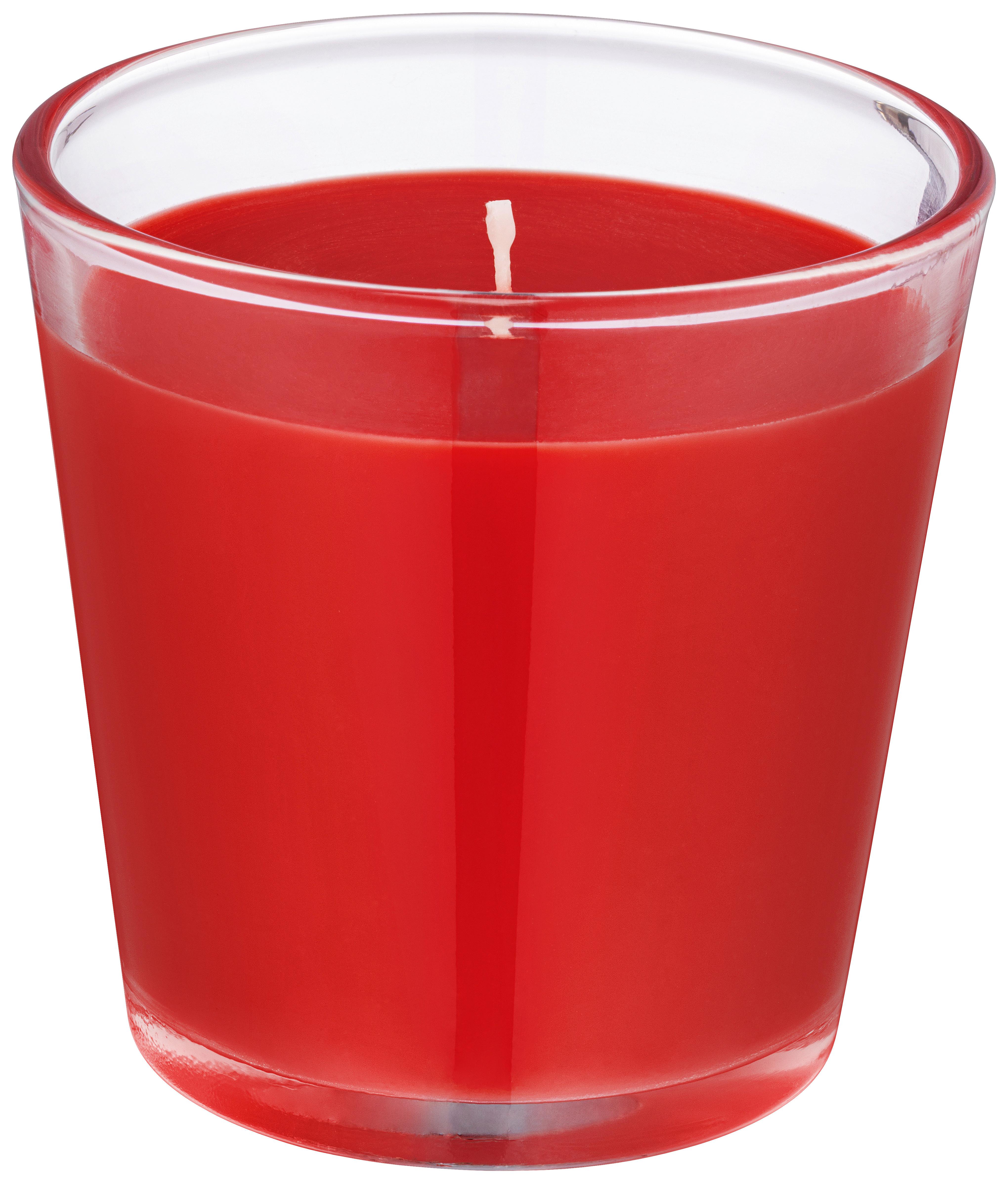 KERZE IM GLAS MAURICE *PHE* - Klar/Rot, KONVENTIONELL, Glas/Paraffin (7,5/7,5cm) - Ondega