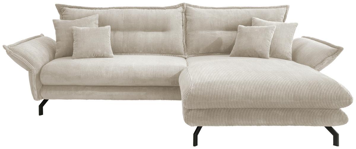 Ecksofa Lava Beige S: 255/180 Cm - Beige/Schwarz, MODERN, Textil (255/180cm) - Livetastic