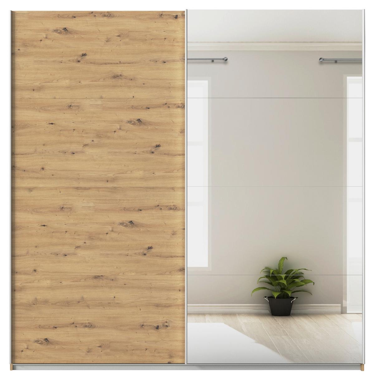Schwebetürenschrank Feldkirch 225 maxihöhe - Silberfarben/Eiche Artisan, MODERN, Holzwerkstoff (225/229/62cm)