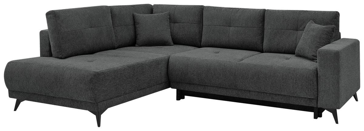 Ecksofa mit Schlaffunktion & Bettkasten Texas Anthrazit - Anthrazit/Schwarz, KONVENTIONELL, Holz (203/259cm)