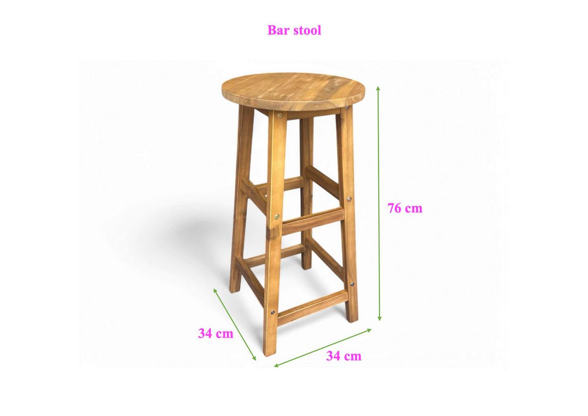 Barhocker-Set aus Akazie ca. 34x34x76 cm - Akaziefarben, Basics, Holz (34/34/76cm)