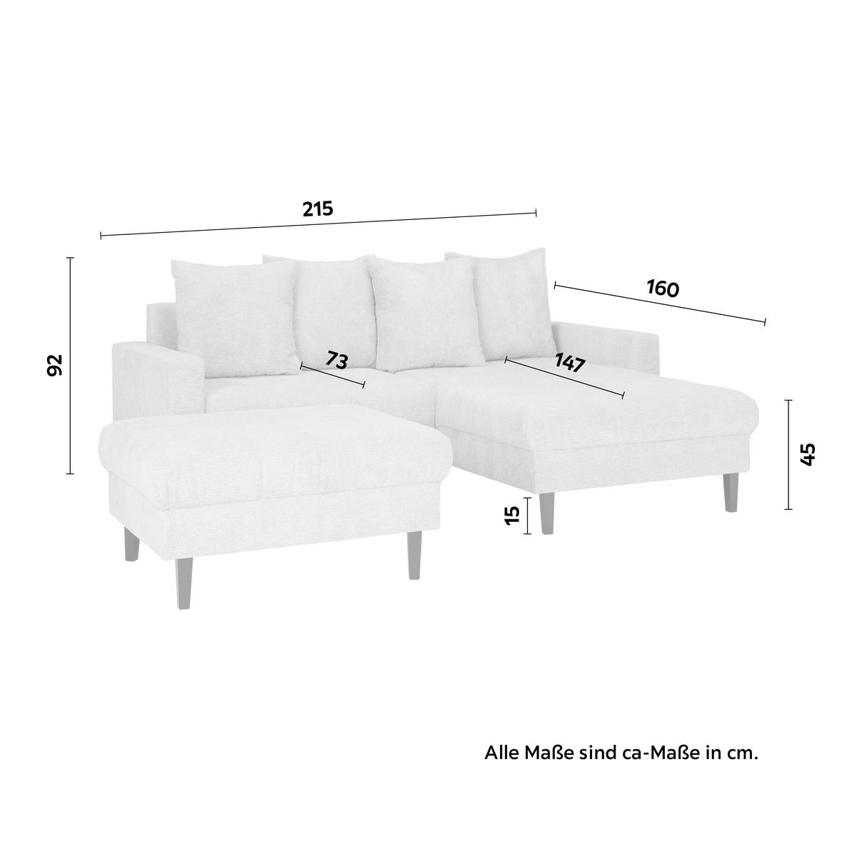 Rohová sedačka BOSTON, obojstranná, sivá - čierna/sivá, Konventionell, drevo/textil (215/92/160cm) - Based