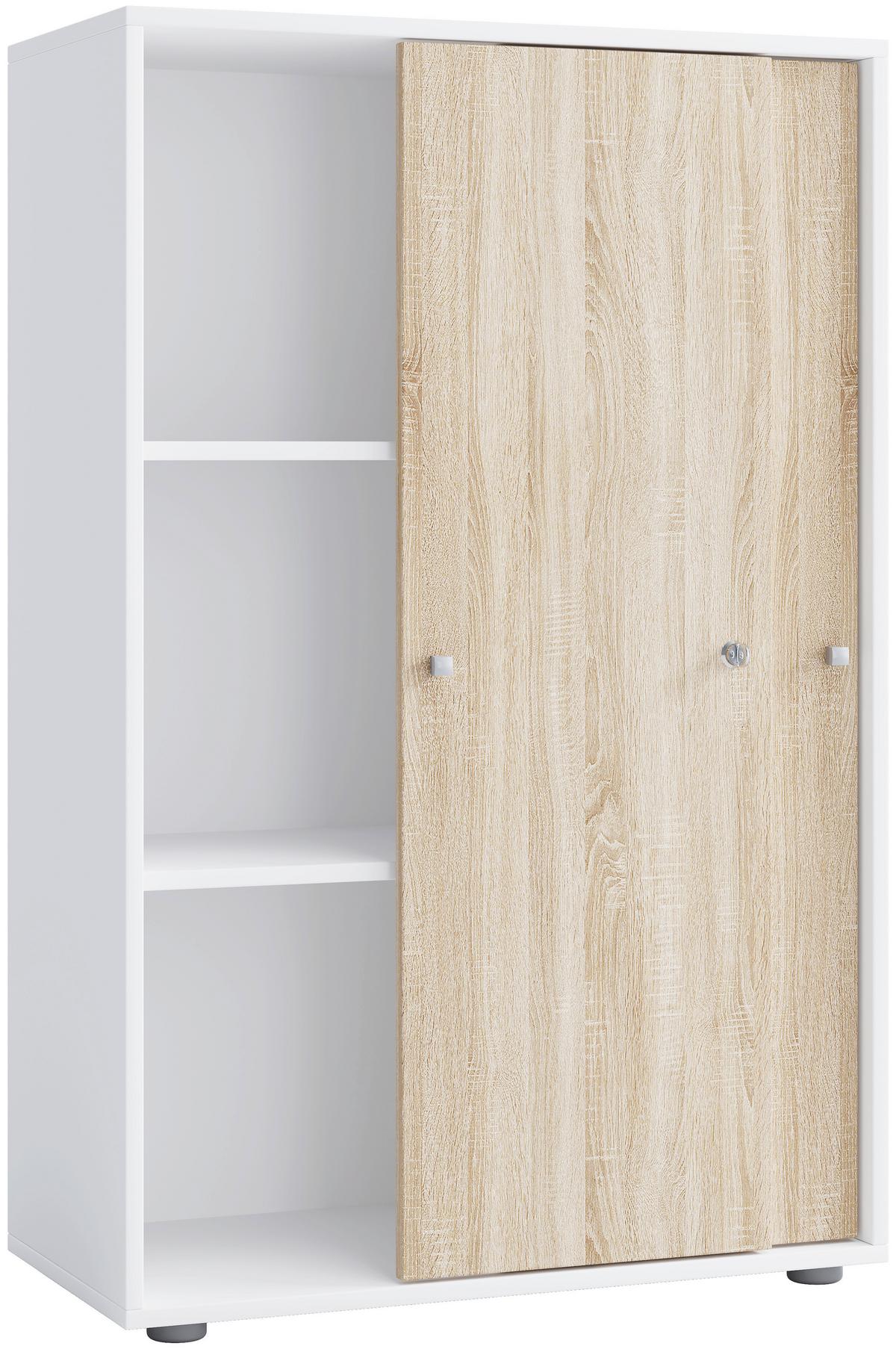 Aktenschrank Lona Weiß, Eiche Dekor B: 70cm - Weiß/Sonoma Eiche, Design, Holzwerkstoff (70/110/39cm) - MID.YOU